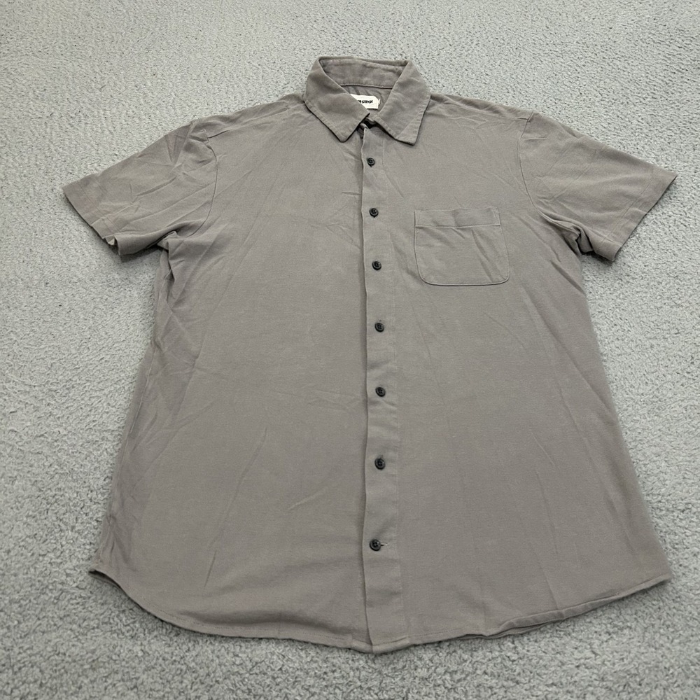 Taylor Stitch Shirt Mens 40 Gray Pocket Short Sleeve Button Up Casual Adult